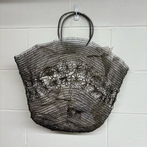 Vintage Wire Mesh See Through Large Shopping Tote Bag - Picture 4 of 10